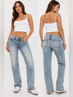 PacSun Jordyn Low Rise Straight Jeans Size 25 Acid Wash Y2K Denim